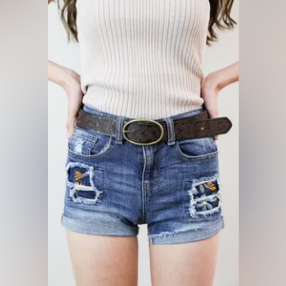 Mudd Blue Jean Shorts with Brown Belt